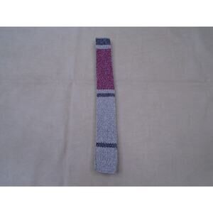 VTG Cotton Sock Tie Striped Gray Red Square End Trunk Neck Tie Made In Germany